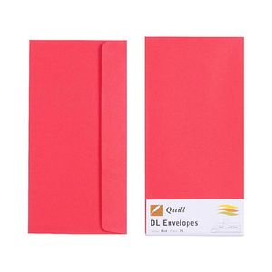 Quill Envelope 25pk 80gsm (DL) (Red)