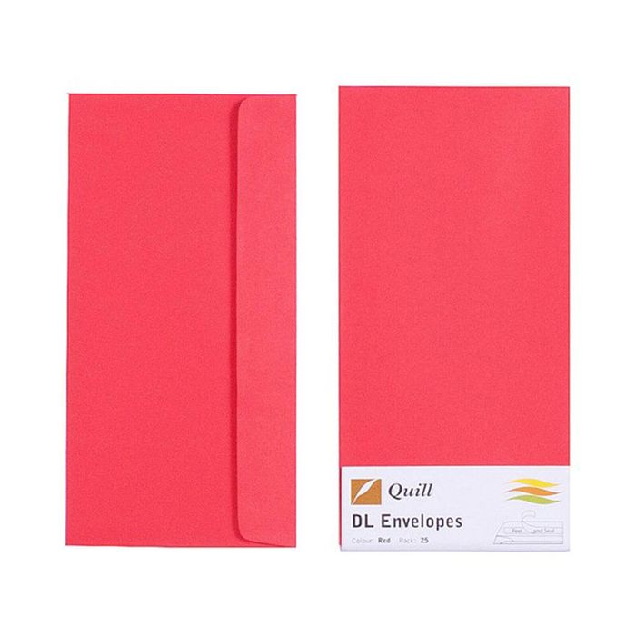 Quill Envelope 25pk 80gsm (DL) (Red)