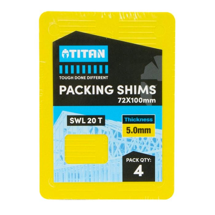 Titan 5 x 72 x 100mm Yellow Packing Shim - 4 Pack