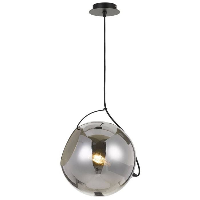 Telbix Bondi Modern Pendant Hanging Lamp Light Glass Metal Black Smoke