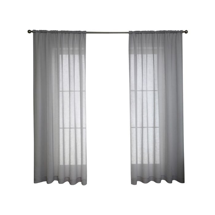 Windoware 500 x 213cm Light Grey Renzo Sheer Rod Pocket Curtain - 1 Pack