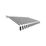 Windoware Semi Cassette Outdoor Folding Arm Awning 3.6x3m Black and White - Black & White