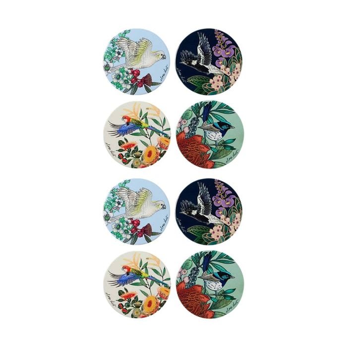 2x 4pc Maxwell & Williams Eloise Short Native Grace Ceramic Coaster Set Assorted