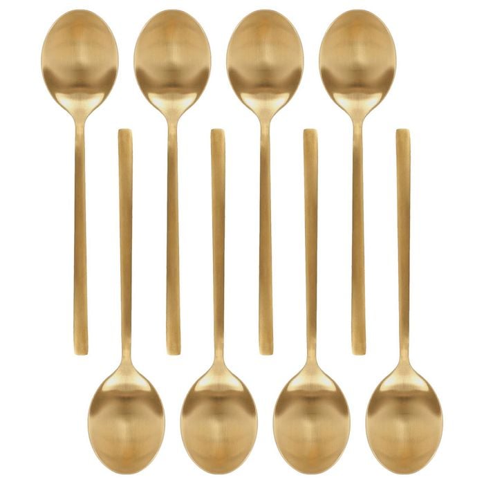 Argon Tableware Stainless Steel Dessert Spoons - 20cm - 4x Durable Rust Resistant Stainless Steel Dishwasher Safe Flatware Set