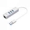 Simplecom Chn420 Silver Aluminium 3 Port Superspeed Usb Hub With Gigabit Ethernet Adapter