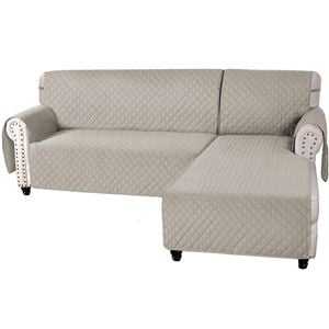 Smarcute 4 Seater and 1 Chaise Lounge L-shaped Reversible Slipcover - Khaki