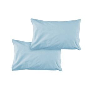 Bloomington Pair of Solid Colour Microfiber Standard Pillowcases 48x73cmx15cm (Flap) Sky