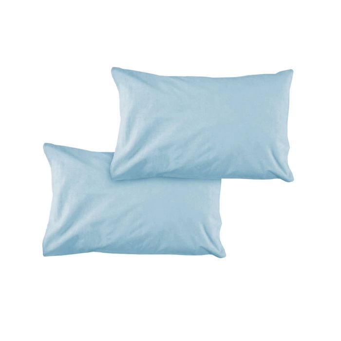 Bloomington Pair of Solid Colour Microfiber Standard Pillowcases 48x73cmx15cm (Flap) Sky