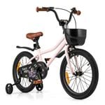 Costway 46 cm Kids Bike w/Adjustable Seat Push Pedal Training Bicycle Pink
