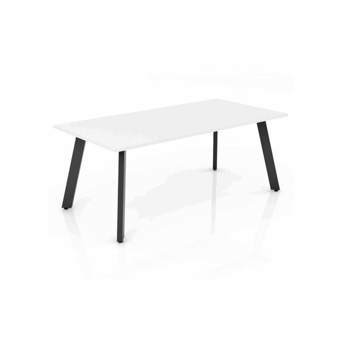 Olg Flare Table 4 Leg Black Frame White Top L1800mm X W900mm