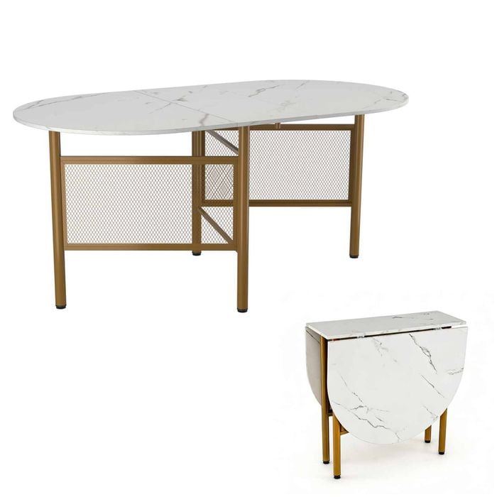 Costway 3in1 Extendable Dining Table 1.5m Drop Leaf Kitchen Counter White