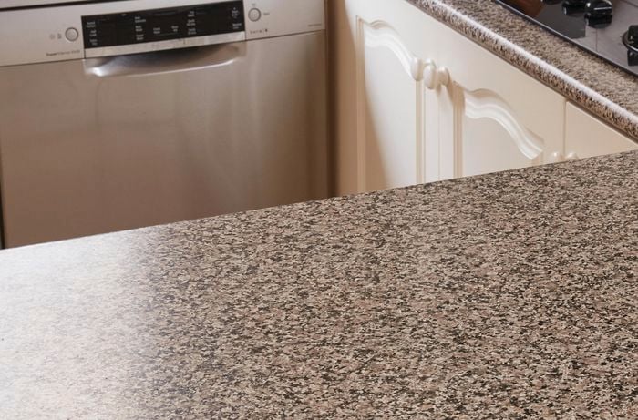 Old brown benchtop.