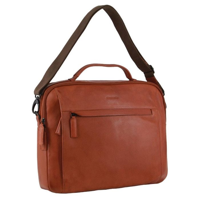 Pierre Cardin Men's Italian Leather Computer/Laptop Bag 42x33cm Cognac