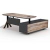 Modern Furniture EASTON Sit Stand Electric Lift Executive Desk- Warm Oak & Black