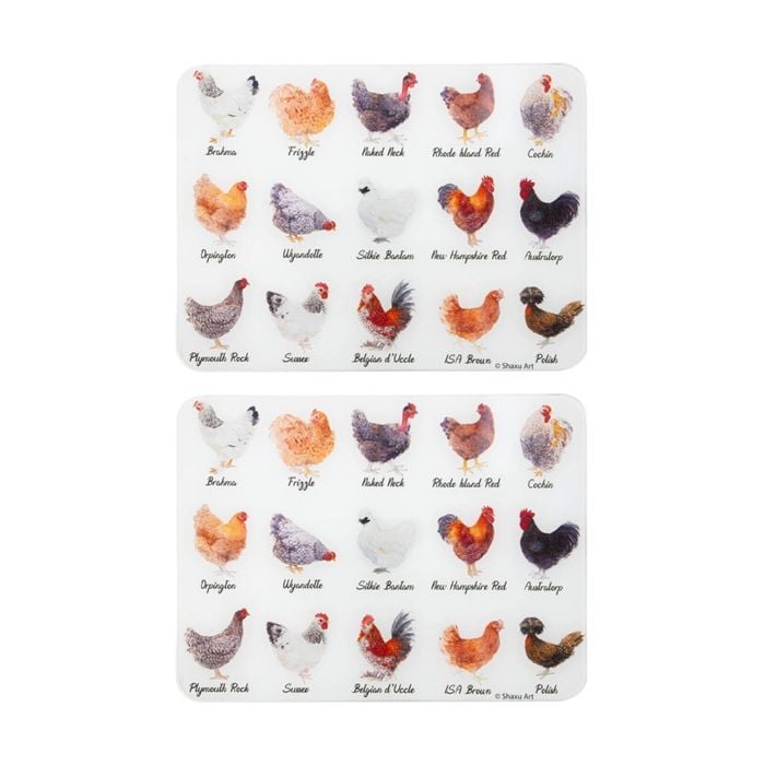 2x Ashdene Best In Breed Farm Surface Protector Placemat Chicken Animal Art