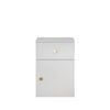 European Cabinetry White Slim Round Brass Handle Porto Bedside Table