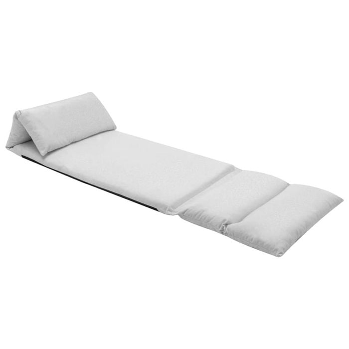 vidaXL Folding Floor Chair Light Grey Microfibre Lounger