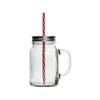 Rink Drink 4 Piece Glass Drinking Jars Set with Lid and Reusable Straw - 620ml