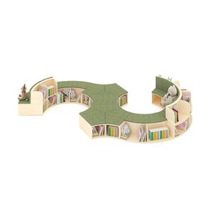 Jooyes Puzzle Series Curved Modular Bookshelf Seating and Lounge Set