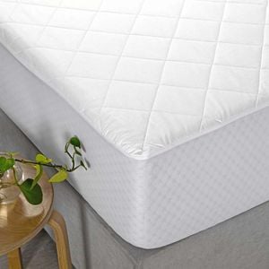 Accessorize Bedroom Collection Double White Cotton Quilted Mattress Protector