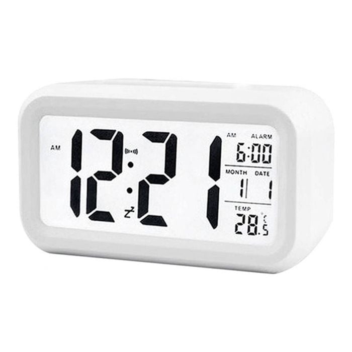 Catzon Led Display Alarm Clock With Temperature Tester 12/24h Mode-white