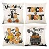 Catzon 4 Pcs Scary Throw Pillow Covers Linen Cushion Case for Decor 45X45cm