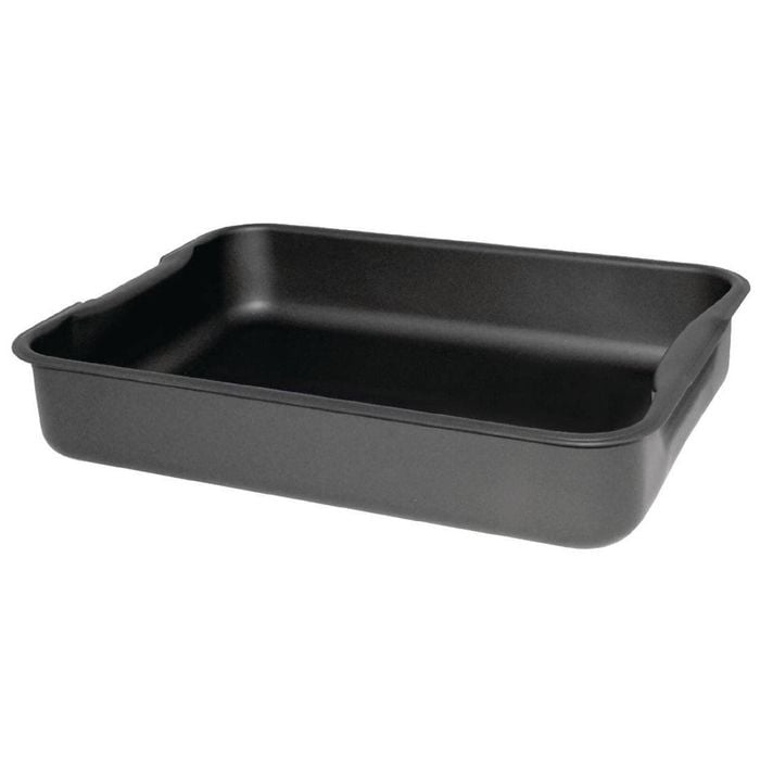 Vogue Baking Roasting Dish Hard Anodised Aluminium with Integral Handles 325x225x45mm Oven Tray