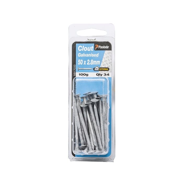 Paslode 50 x 2.8mm Galvanised Clout Nails - 34 Pack