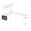 Ufurniture L shape Gaming Desk with LED Lights & Power Outlets White