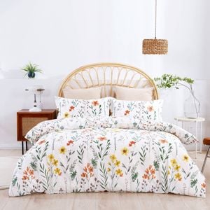Dreamaker 100% Cotton Sateen Quilt Cover Set Daisy Print King Single