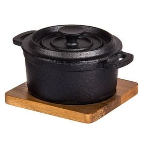Davis & Waddell Fine Foods Cast Iron Skillet With Lid & Acacia Trivet