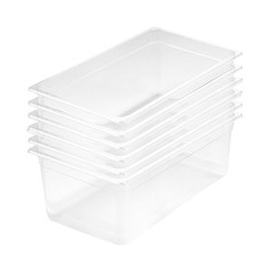 SOGA 1/1 GN Polycarbonate Food Pan 200mm Clear 6 Pack