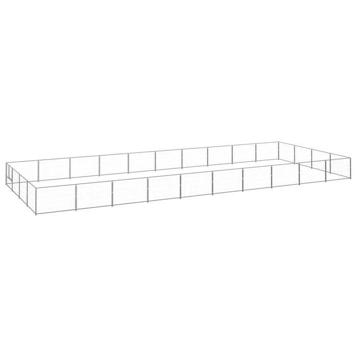 vidaXL Dog Kennel Silver Steel Outdoor Puppy Enclosure Dog Pet Supply Cage