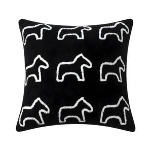 SOGA Black Teddy Fleece Pony Design Throw Pillow 45cm