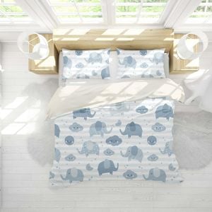 3D Cartoon Elephant Blue Animal Quilt Cover Set Bedding Set Duvet Cover Pillowcases LXL