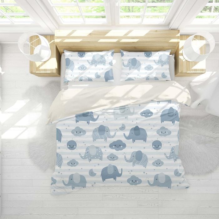 3D Cartoon Elephant Blue Animal Quilt Cover Set Bedding Set Duvet Cover Pillowcases LXL