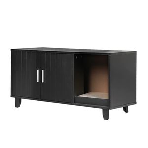 PaWz Cat Litter CabinetHidden Litter Box Furniture with Scratch BoardGrey