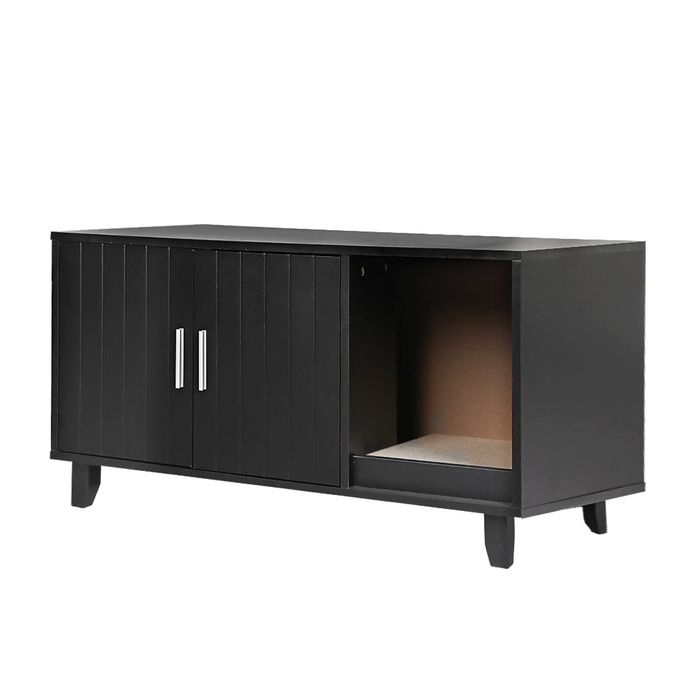 PaWz Cat Litter CabinetHidden Litter Box Furniture with Scratch BoardGrey