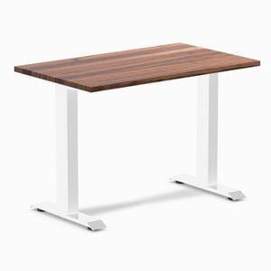 Desky Fixed Height Mini Walnut Hardwood Desk 1000 X 600mm White Frame