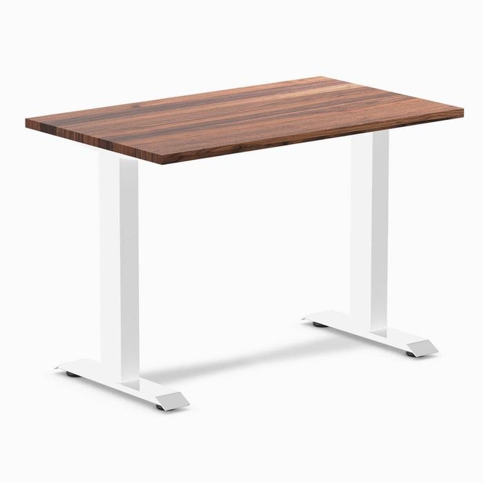 Desky Fixed Height Mini Walnut Hardwood Desk 1000 X 600mm White Frame