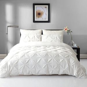 Dreamfields King White  Diamond Embroidery Pintuck Quilt/Doona/Duvet Cover Set