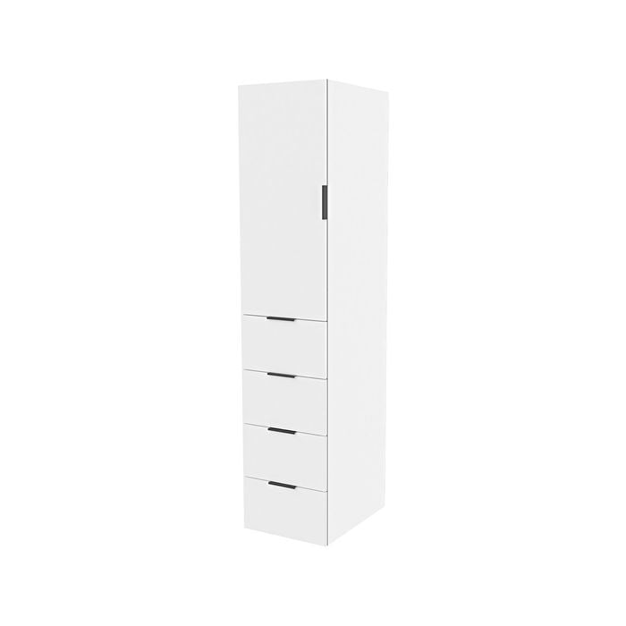 Lugna 2048 x 450 x 580mm White Hangrail 4 Drawer 1 Left Hand Door Cabinet