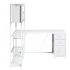 Ufurniture 148 cm L Shaped Computer Desk with Reversible Storage Bookshelf Corner Gaming Desk with LED Lights White