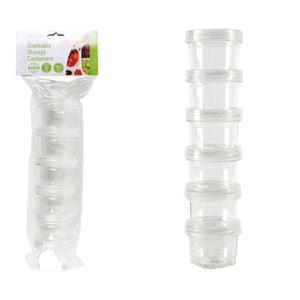 6pc Urban Kitchen 45ml Plastic Containers Twist Stackable - Clear