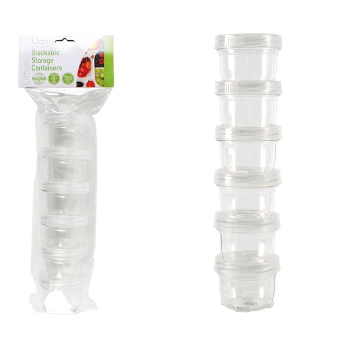 6pc Urban Kitchen 45ml Plastic Containers Twist Stackable - Clear