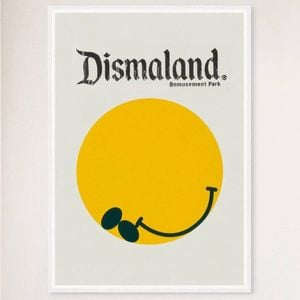 Galrie Banksy Dismaland 2015 Art Poster Urban Art Meets Social Commentary, White Frame, 50 x 70cm (20 x 28inch)