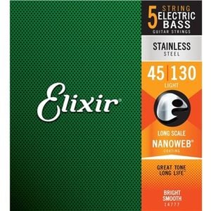 Elixir #14777 Bass Guitar 5 String Nanoweb Coating Stainless Steel 45-130 Medium