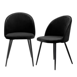 Levede 2x Velvet Dining Chairs Black