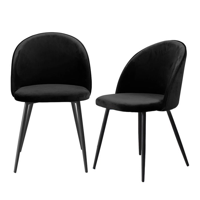 Levede 2x Velvet Dining Chairs Black