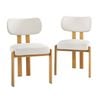 Oikiture Set Of 2 Dining Chairs Linen Fabric Kitchen Chair Padded Seat Beige